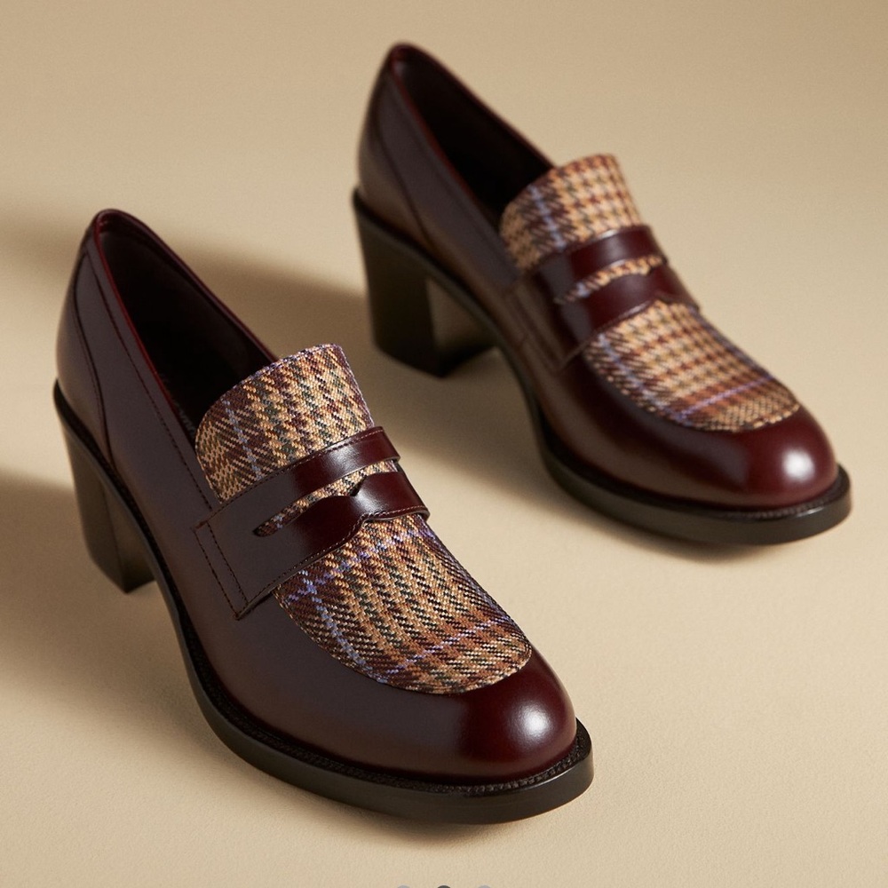 Anthropologie Jeffrey Campbell Heeled Plaid Loafer SZ 8